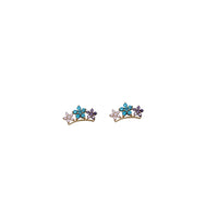 Milgrain Flowers CZ Stud Earrings (14K)