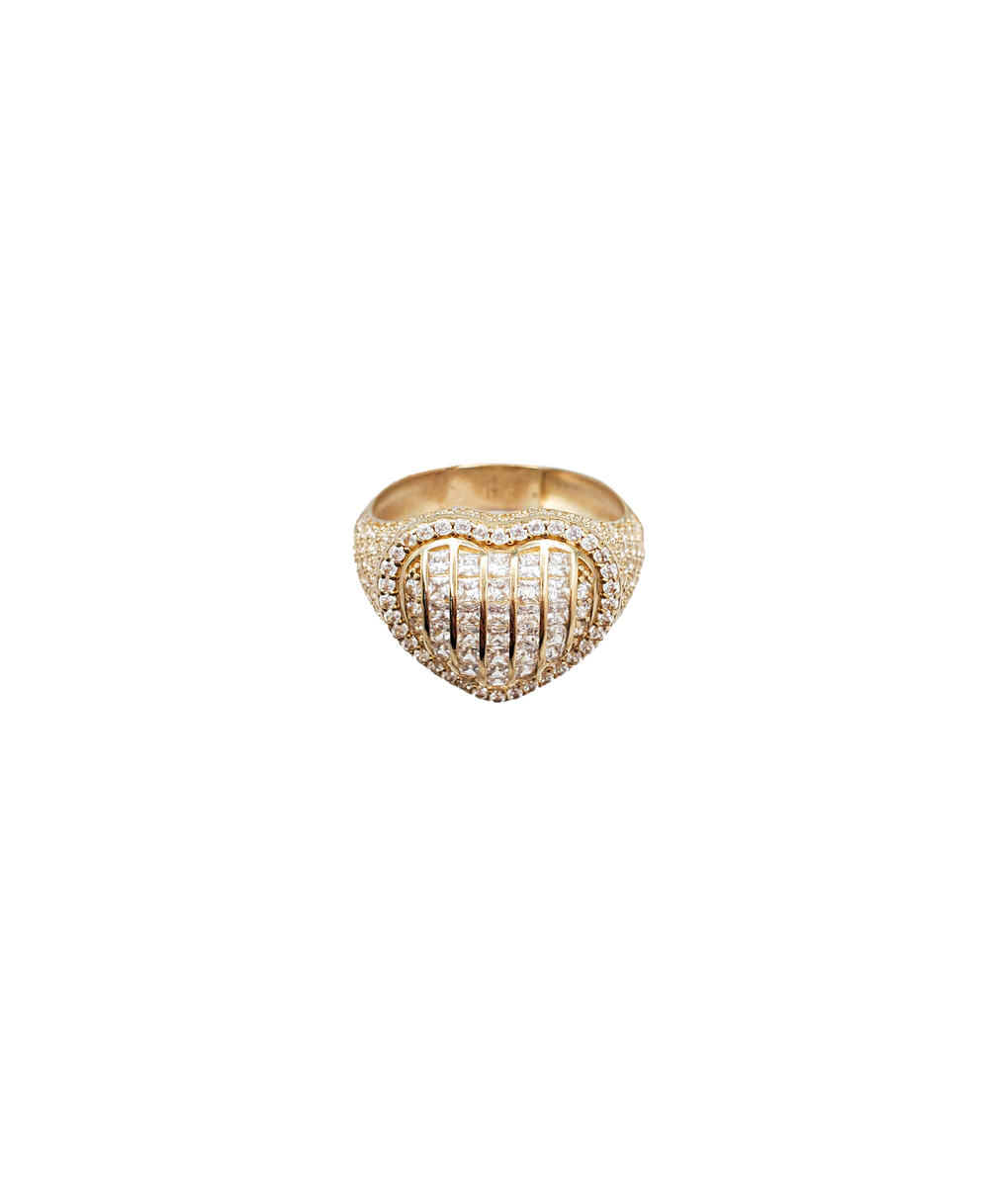CZ Puffy Heart Ring (14K)