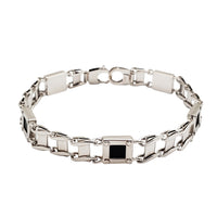 Onyx Square Railroad Link Bracelet (14K).