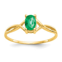 Oval Emerald Solitaire Twist Band Ring (14K)