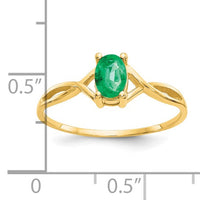 Oval Emerald Solitaire Twist Band Ring (14K)