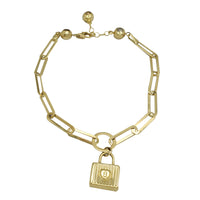 Paper Clip Link Dangling Charm Bracelet (14K).