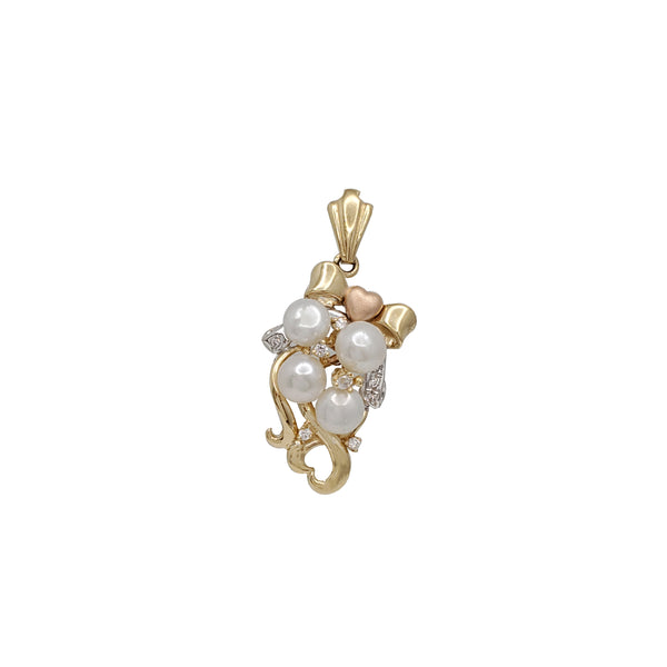 Pearl Cubic Zirconia Fancy Pendant (14K)