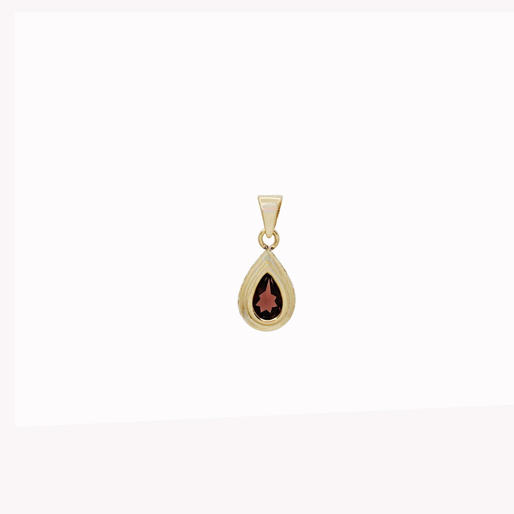 Pear Shape Red Garnet Pendant (14K)