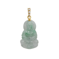 Diamond Green Jade Guanyin Pendant (14K)