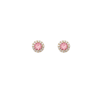 Cluster Around Round CZ Stud Earrings (14K)