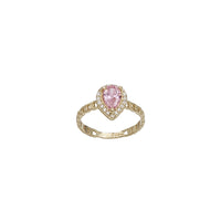 Birthstone Pear CZ Cuban Ring (14K)