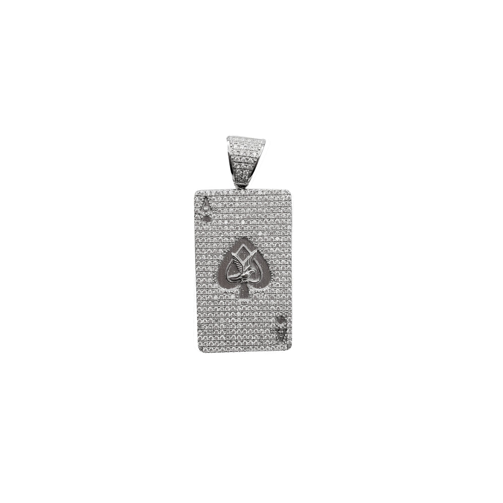 Cubic Zirconia Pocket Card Pendant (Silver)