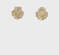 Satin Diamond-Cut Seashell Stud Earrings (14K) 360 - Popular Jewelry - New York
