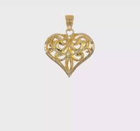 Puffy Filigree Heart Pendant (14K)