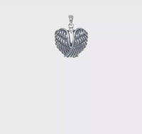 Antiqued Colossal Angel Wings CZ Pendant (ប្រាក់) 360 - Popular Jewelry - ញូវយ៉ក