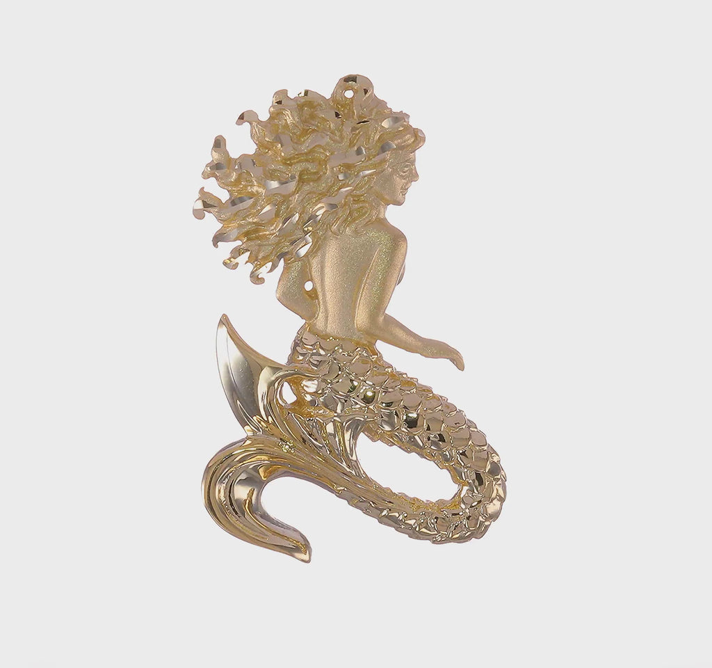 Satin Mermaid Pendant (14K) 360 - Popular Jewelry - New York