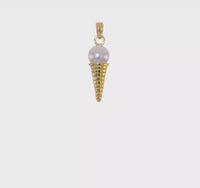 White Ice Cream Cone Bead Pendant (14K)