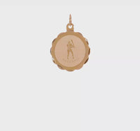Baseball Batter Medal Scalloped Pendant (14K) 360 - Popular Jewelry - ເມືອງ​ນີວ​ຢອກ