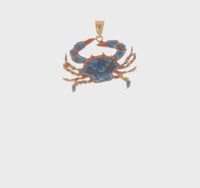 Blue Enamel Crab Pendant (14K) 360 - Popular Jewelry - New York