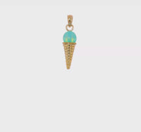 Green Ice Cream Cone Bead Pendant (14K)