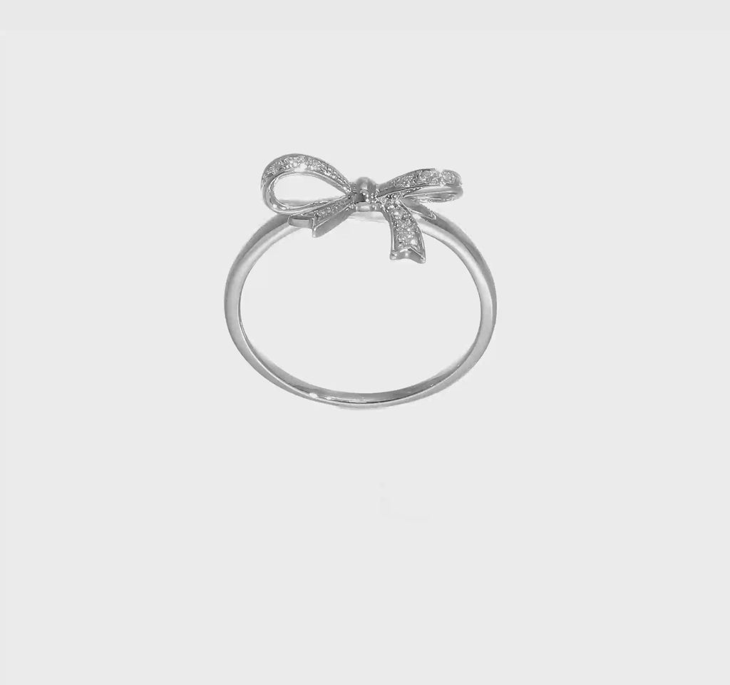 Bow Knot Diamond Accented Ring (White 14K) 360 - Popular Jewelry - New York