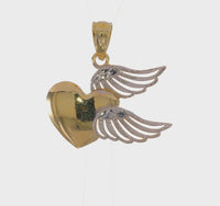 Pendenti tal-Qalb Ġwienaħ (14K) 360 - Popular Jewelry - New York