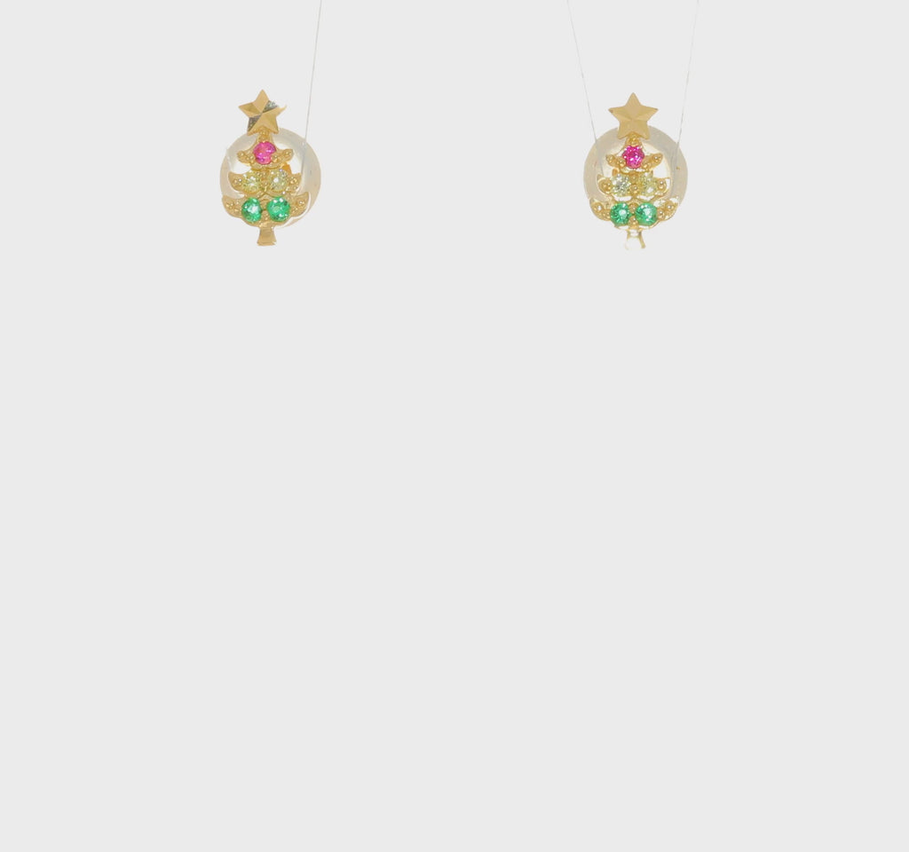 Anting Stud Pohon Natal Cilik (14K) 360 - Popular Jewelry - New York