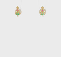 Drobné napichovacie náušnice na vianočný stromček (14K) 360 - Popular Jewelry - New York