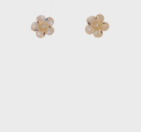 Satin Plumeria Flower Stud Earrings (14K)
