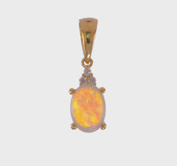 Opal Ostaireach agus Daoimean Pendant (14K) 360 - Popular Jewelry - Eabhraig Nuadh