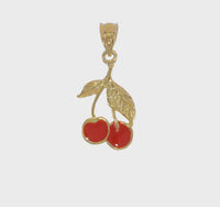 Golden Leaf Cherries Pendant (14K)
