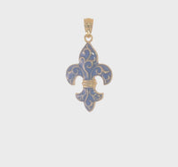 Dark-Colored Enamel Fleur De Lis Pendant (14K)