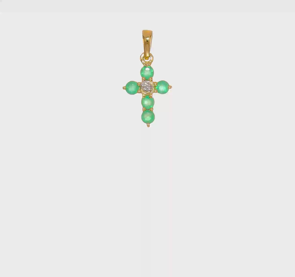 14kyg-Round-Emerald-and-Diamond-Cross-Pendant-360