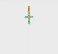 14kyg-Round-Emerald-and-Diamond-Cross-Pendant-360
