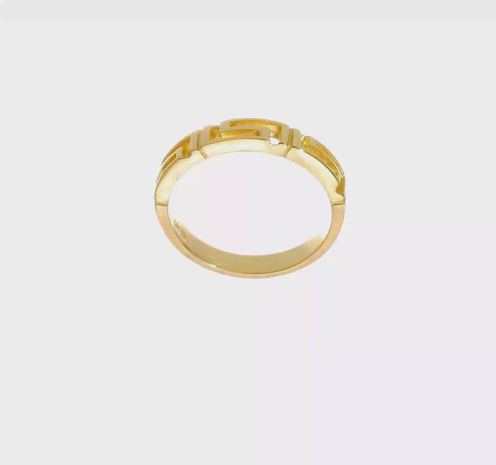 Vékony görög kulccsal kivágható gyűrű (14K) 360 - Popular Jewelry - New York