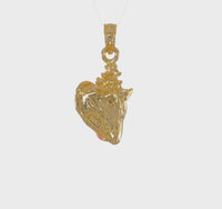 3D Horned Pink Enamel Conch Shell Pendant (14K)