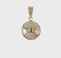 3D Two-Tone Gold Football Soccer Ball Pendant (14K)