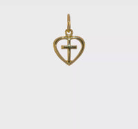 Cross with Heart Outline Pendant (14K) 360 - Popular Jewelry - New York