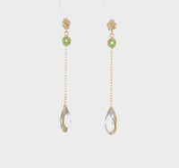 Peridot and Green Quartz Dangle Drop Earrings (14K)