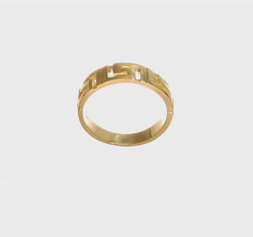 Greek Key Tapered Shank Ring (14K) 360 - Popular Jewelry - New york