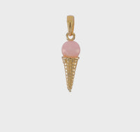 Pink Ice Cream Cone Bead Pendant (14K)