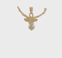 2D Deer Head 8 Point Buck Pendant (14K) 360 - Popular Jewelry - New York