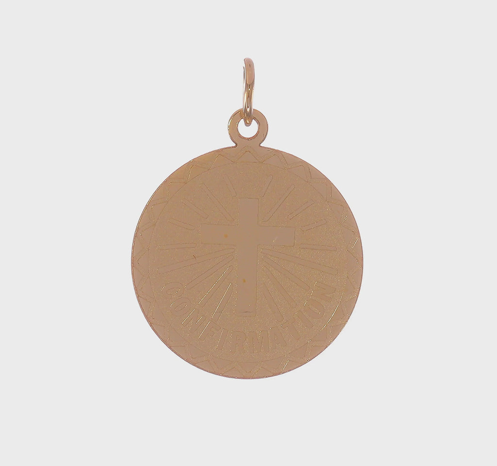 Zigzag Patterned Engravable Confirmation Medal (14K) 360 - Popular Jewelry - New York