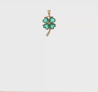 Emerald and Diamond Four Leaf Clover Pendant (14K)