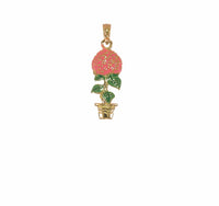 3D Enameled Hydrangea Flower Pendant (14K)