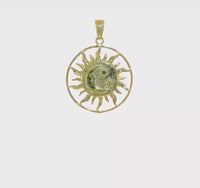 Sun and Moon with Stars Medal Pendant (10K)