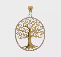 Scrolling Tree Beaded Frame Pendant (14K)