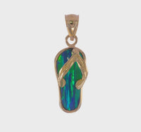 3-D Blue Opal Flip Flop Pendant (14K)