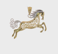 Filigree Racing Horse Pendant (14K)