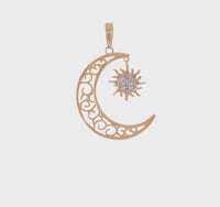 Moon with Dangling Mini Sun Pendant (14K)