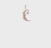 Crescent Moon with Dangling Star Pendant (14K)