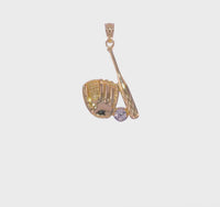 Tvåfärgad guldbasebollträ, handske och bollhänge (14K) 360 - Popular Jewelry - New York