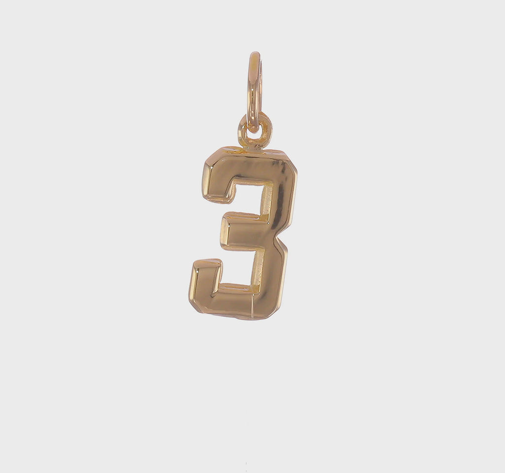Varsity Number 3 Pendant (14K) 360 - Popular Jewelry - New York