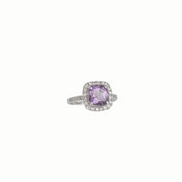 Princess  Amethyst Cushion Halo Ring (14K)
